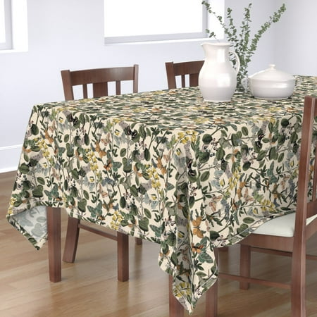 

Cotton Sateen Tablecloth 70 x 144 - Autumn Butterflies Garden Butterfly Botanical Plants Bugs Fall Vintage Style Nature Print Custom Table Linens by Spoonflower