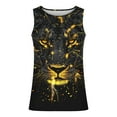 thumbnail image 6 of Sakmal Mens Big and Tall Tank Tops Yellow Yellow Scoop Neck Stringer Lightweight Lion Camisole Graphic Muscle Mens Sleeveless Tee Shirts, 6 of 7
