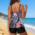 thumbnail image 6 of Xdegoge Swimsuits for Women Scoop Neck Mid Rise Boyshorts Tankini Sets Two Piece Bathing Suits Smooth Tropical Leaf Print Tummy Control Modest SPA, 6 of 7