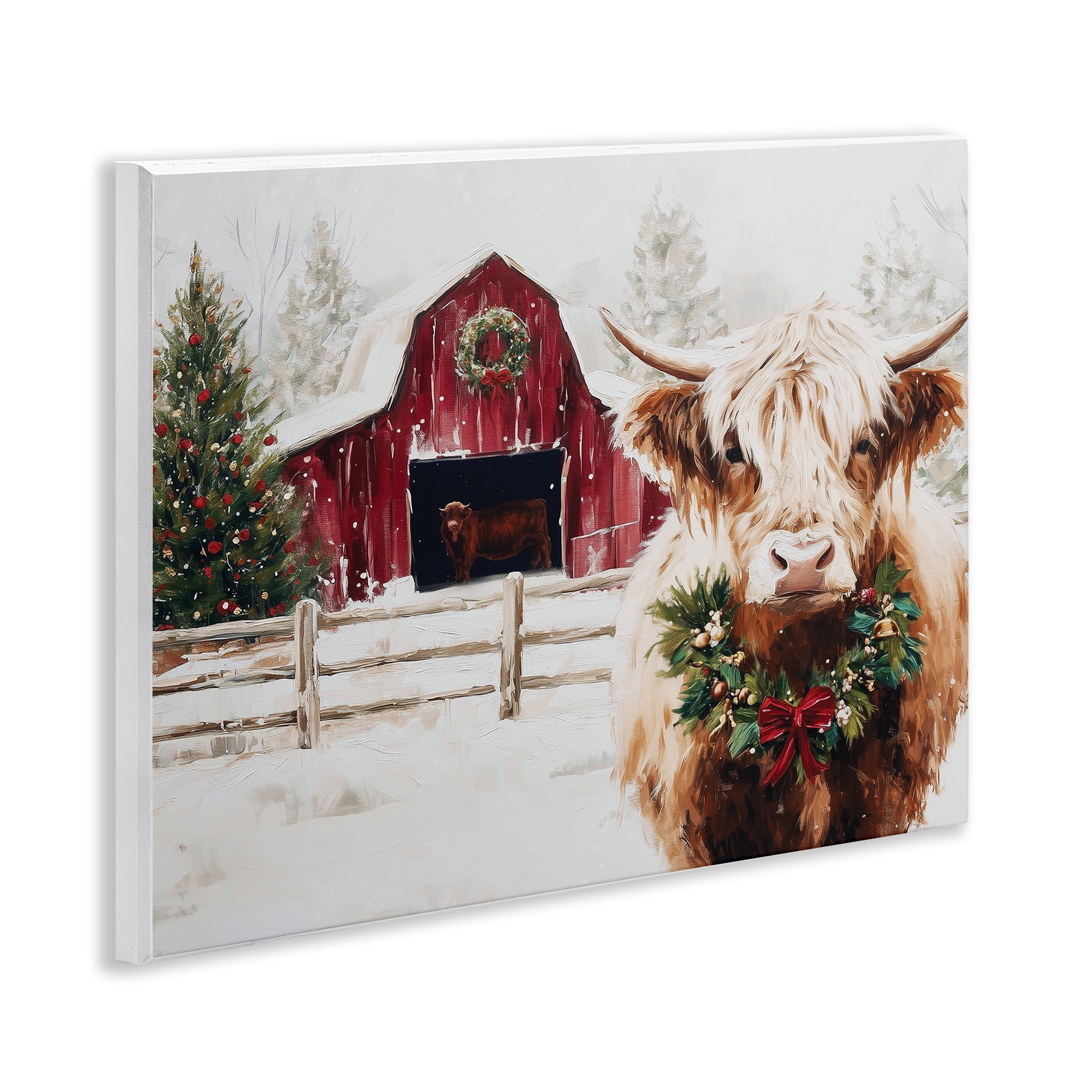 Stupell Industries Snowy Farm Scene Cattle Wall Plaque Art, design by Acorn & Ivory Designs