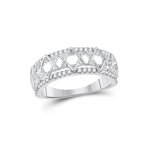 10kt White Gold Womens Round Diamond Magen David Star Ring 1/5 Cttw