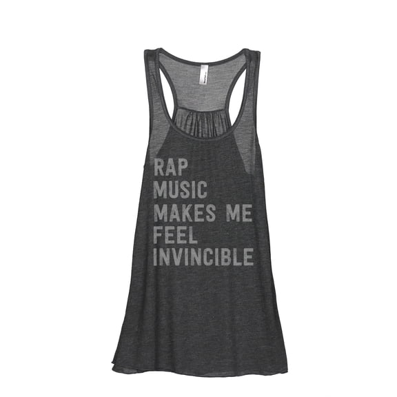 Thread Tank Rap Music Invincible Women's Sleeveless Flowy Racerback Tank Top Charcoal Small