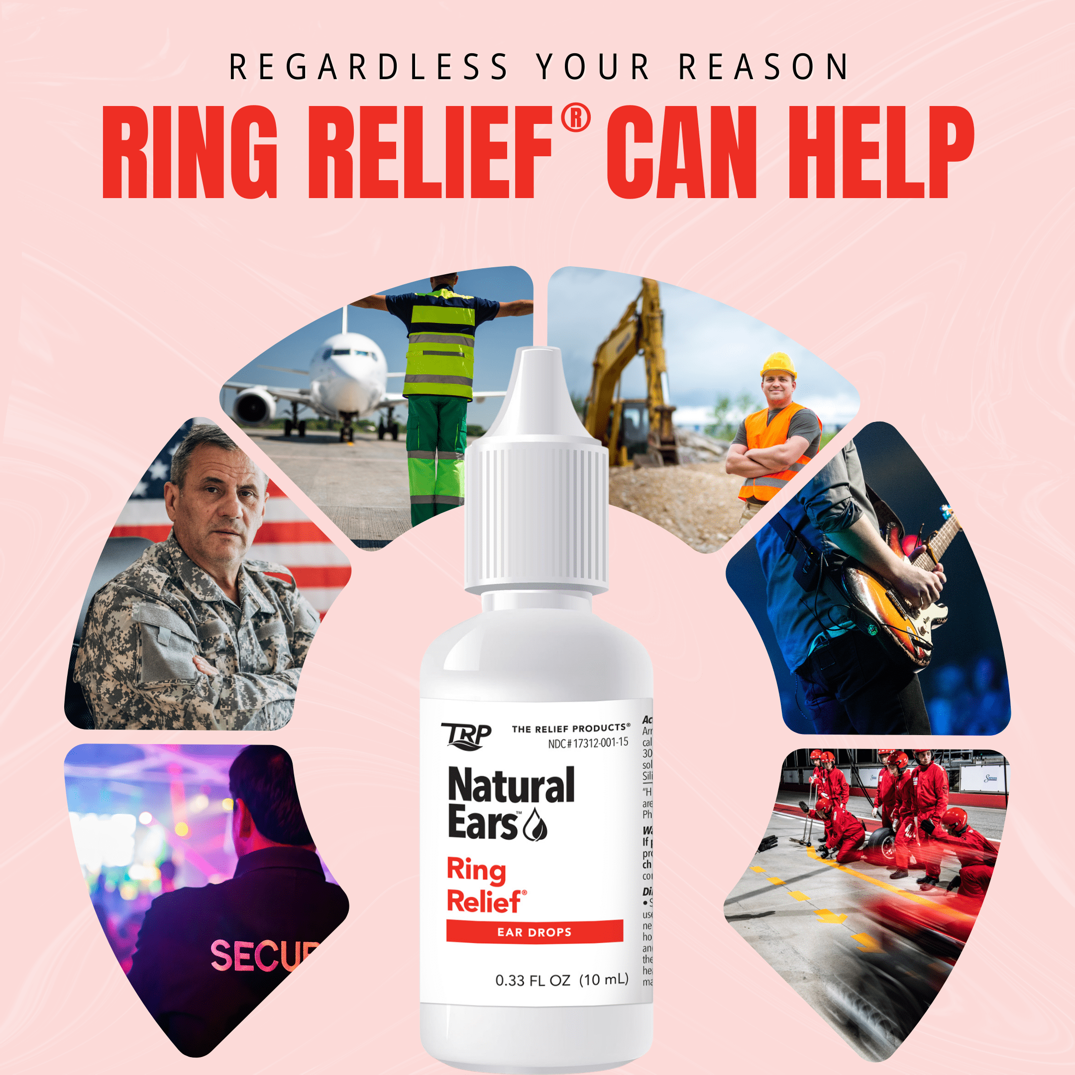 The Relief Products, Natural Ears, Ring Relief Ear Drops, Tinnitus Symptoms such as Ear Ringing, 1 Count, 0.33 fl oz