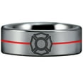 thumbnail image 2 of Thin Red Line Firefighter Tungsten Carbide Ring, 2 of 7