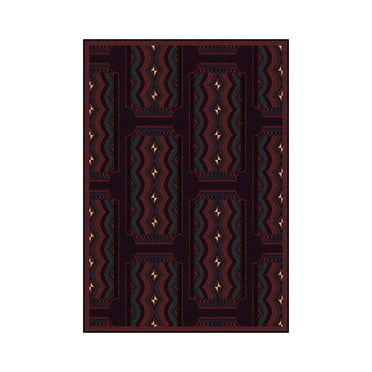 Joy Carpets 1757C-03 Any Day Matinee Deco Ticket Rectangle Theater Area Rugs  03 Burgundy - 5 ft. 4 in. x 7 ft. 8 in.