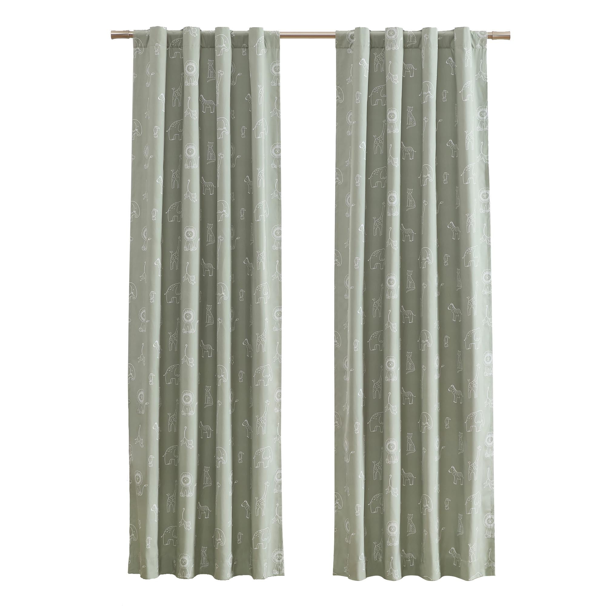Ecologee Safari 100% Blackout Rod Pocket Back Tab Single Indoor Curtain Panel, Sage, 40" W x 95" L