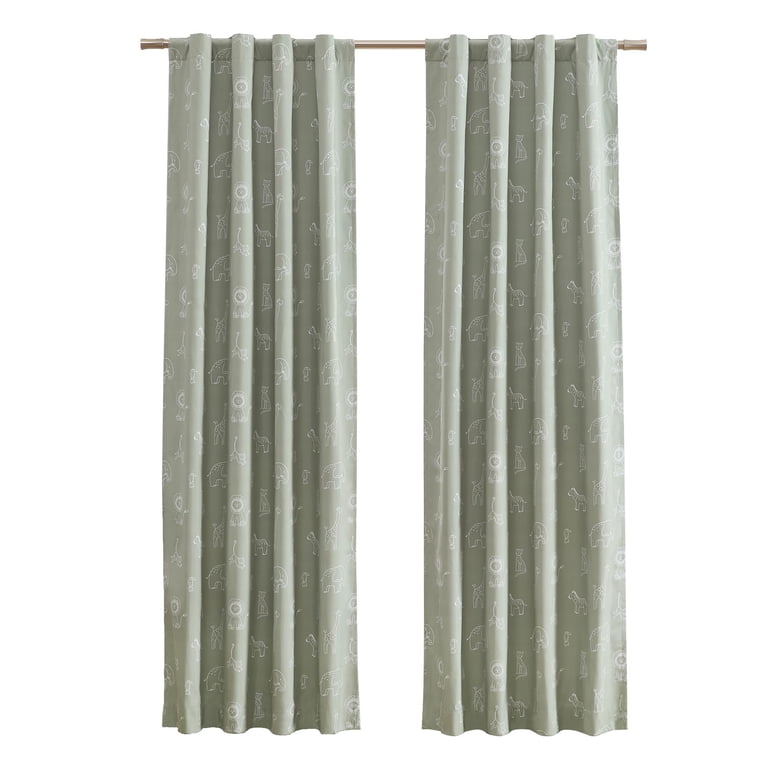 Ecologee Sage Safari Kids Blackout Curtain Panel, 84" photo 2