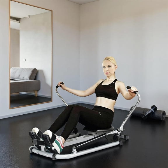 Topcobe Exercise Adjustable Double Hydraulic Resistance Rowing Machine, Home Gym Workout Fitness Equipment