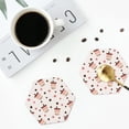 thumbnail image 4 of Honeii Milk Tea print Leather Coaster Set of 4, ideal for safeguarding your furniture from drinks spills and effortless cleanup-Hexagon, 4 of 6