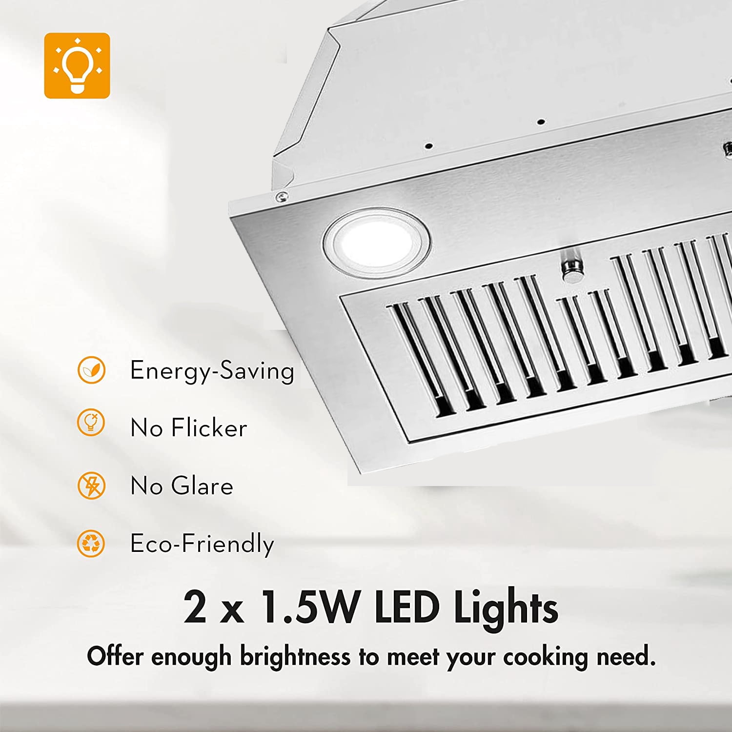 Range Hood 30 inch Built-in Insert Cooker Hood 600CFM Powerful Exhaust Vent Fan Built-in Kitchen Stove Hood w/Front Button Controls and Front LED Lights,Baffle Filters,Ducted/ductless Convertible Duc