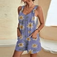 thumbnail image 2 of Alkepwun Overalls for Women Summer Floral-Print Sleeveless Casual Wide Leg Short Jumpsuit with Pockets Lightweight Comfort Breathable Loose Plus Size Daily Rompers, 2 of 6