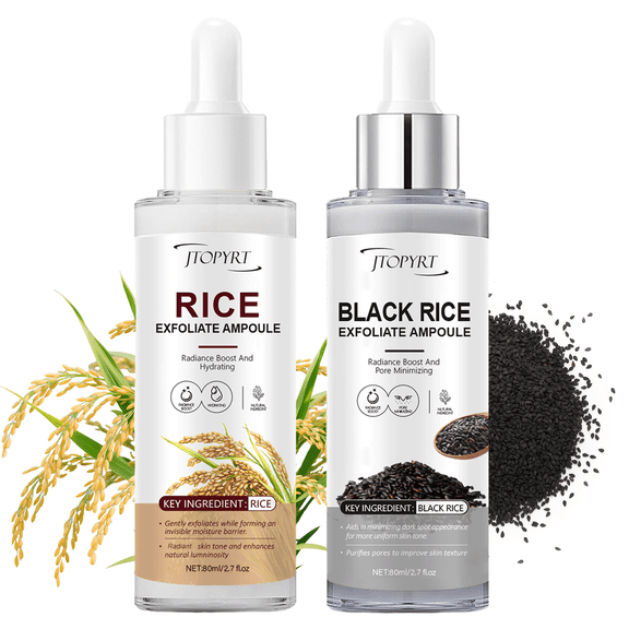 Jtopyrt Rice Exfoliating Ampoule Set  Gentle Peel and Pore Refining,Blackhead Remover, Exfoliating Dead Skin Cell  for All Skin Type