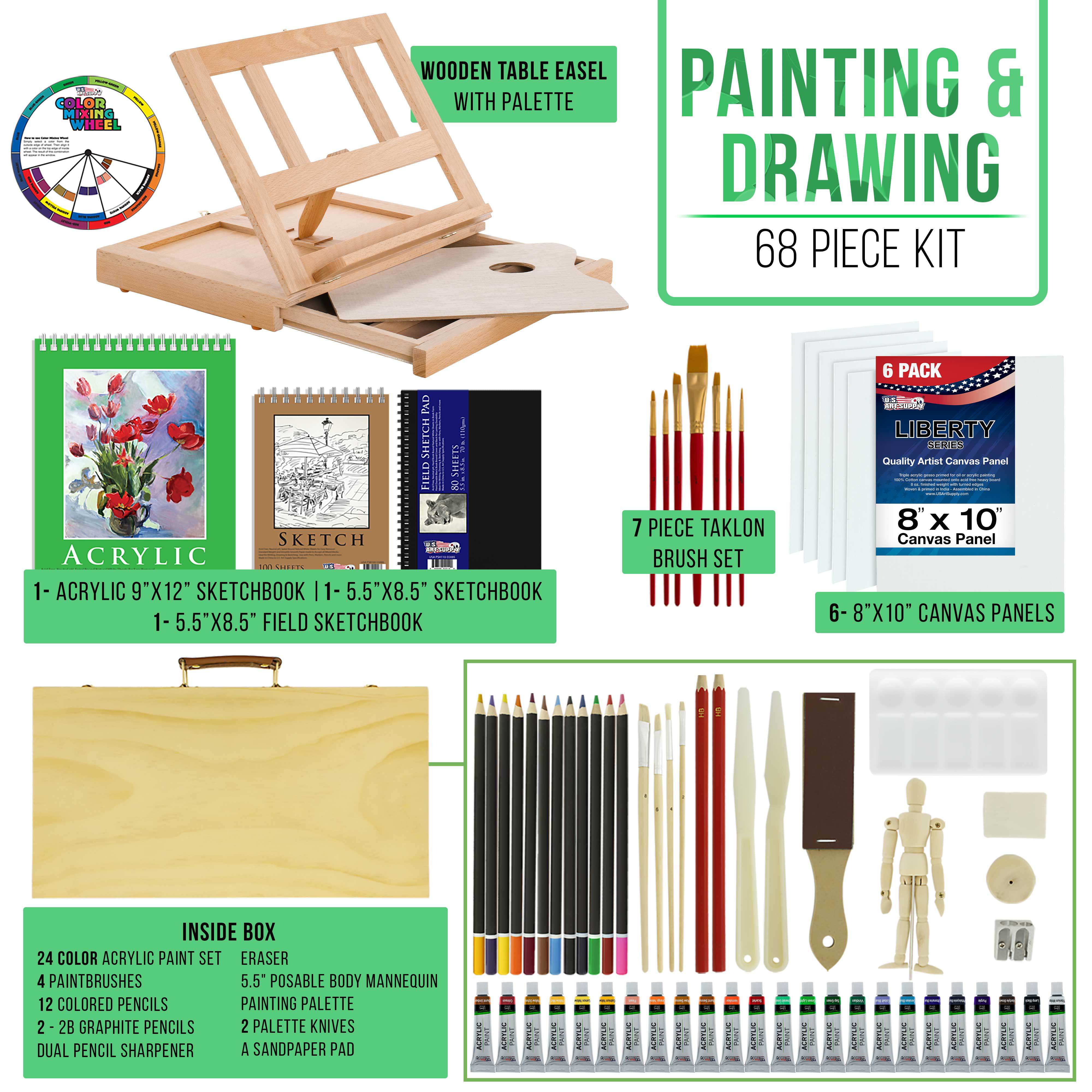 i-STUDIO 68 Pcs Art Supplies Set, Acrylic Paints Drawing Activity Kit, Arts  & Crafts Set