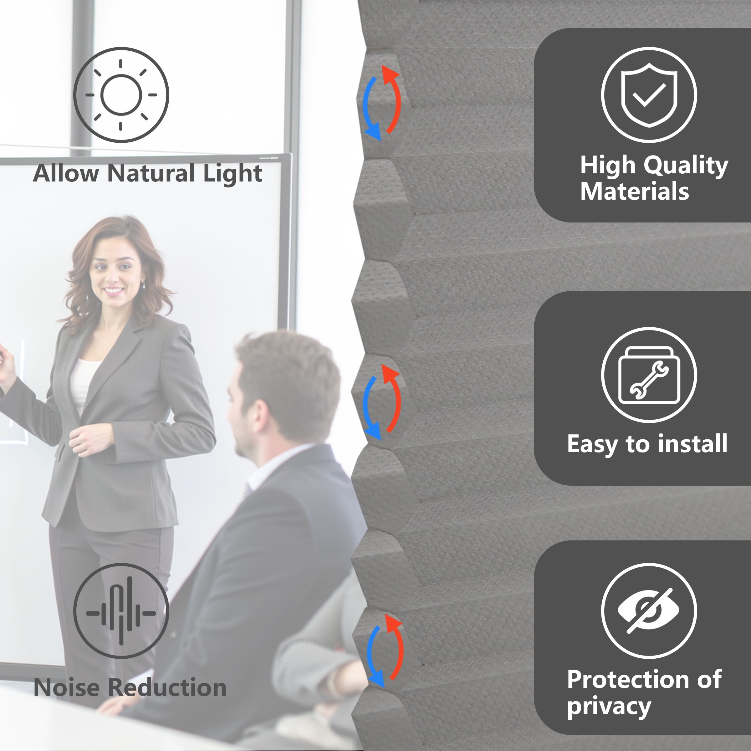 Yoshade Blackout Cellular Window Shades - Easy Install, Customizable Honeycomb Blinds for Room Darkening & Thermal Insulation - No Tools Required (Grey, 39 x 64)