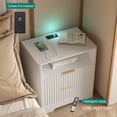 thumbnail image 3 of Mintazer Nightstand with Voice-Controlled LED Light & Charging Station, Bedside Table with 2 Drawer Open Shelf for Bedroom, White, 3 of 7