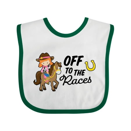 

Inktastic Off to the Races with Cowgirl on Horse Gift Baby Girl Bib