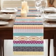 thumbnail image 3 of Table Runners 72 Inches Long Dress Scarves, Bohemia Ethnic Farmhouse Kitchen/Dining Table Runner, Coffee Tablerunners, Boho Tribal Teal Orange Purple Stripes Leaves 13x72 Inch, 3 of 9