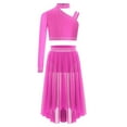 thumbnail image 2 of SiiRoh Girls 2-Piece Ballet Lyrical Dance Outfit Set Single Long Sleeve Crop Tops with Mesh Skirts Hot Pink 10, 2 of 6