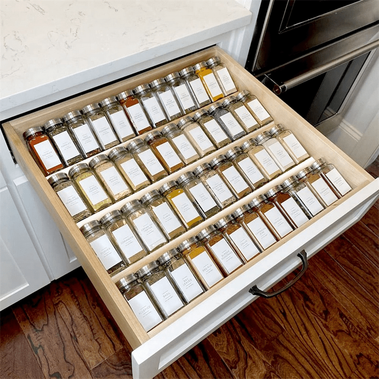 8pcs Clear Acrylic Spice Drawer Organizer,Seasoning Jars Drawers