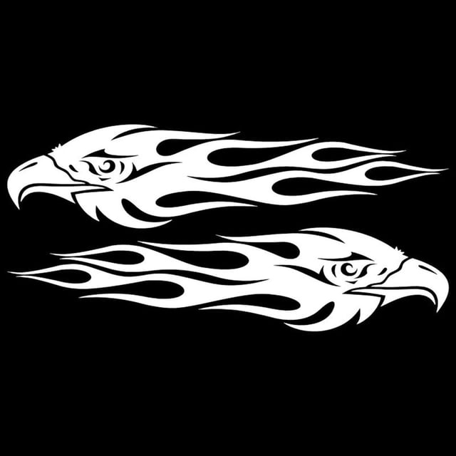 SPRING Motorcycle Sticker Eagle Decal Motorcycle Flame Eagle Sticker For SUV Motorcycle Waterproof Sun Protection Car Motorbike Decorat White