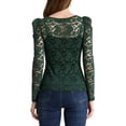thumbnail image 3 of Allegra K Women's Puff Long Sleeve Semi Sheer Floral Lace Tops, 3 of 6