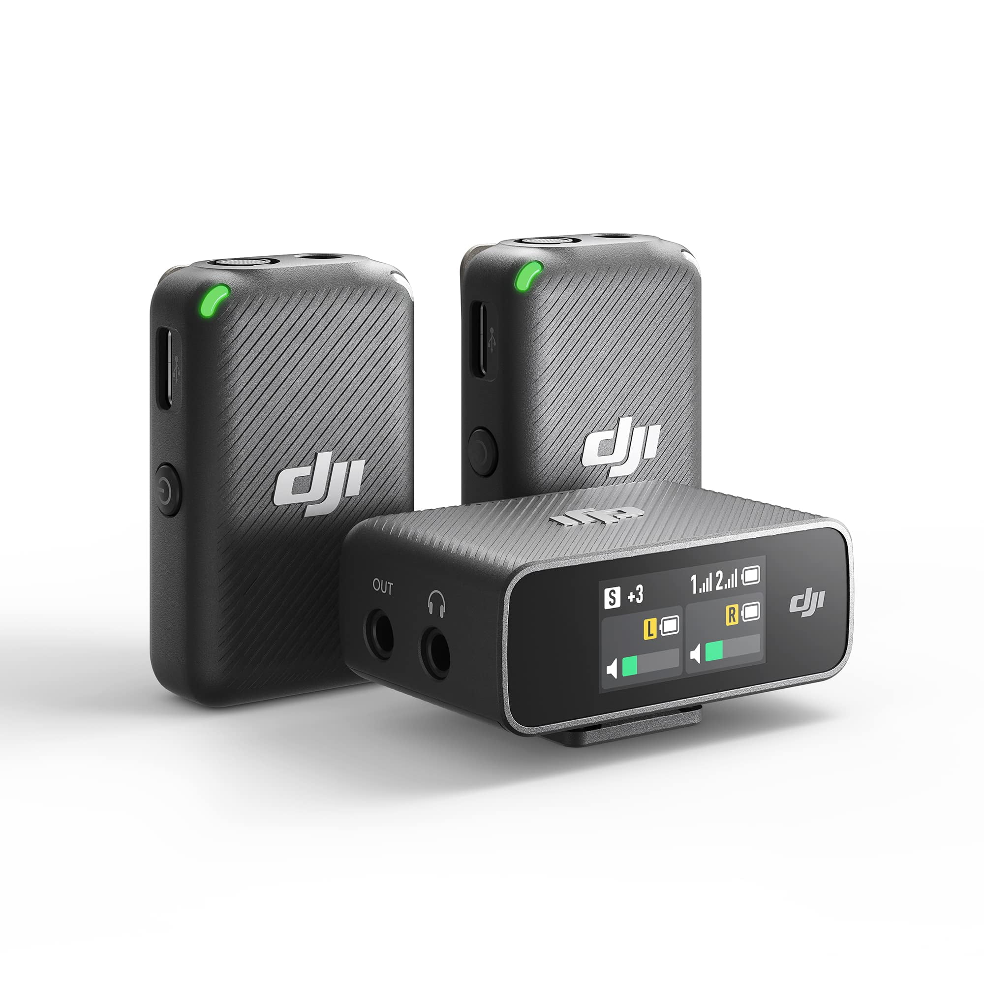 DJI Mic (2 TX + 1 RX + Charging Case), Wireless Lavalier Microphone, 250m (820 ft.) Range, 15-Hour Battery, Noise Cancellation Wireless Microphone for PC, iPhone, Record Interview, YouTube, Black