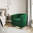 thumbnail image 2 of BELLEZE Swivel Accent Chair, Wide Modern Upholstered Armchair 360 Degree Swivel Comfy Single Sofa Side Chair for Living Room Bedroom Office - Zoe (Green), 2 of 7