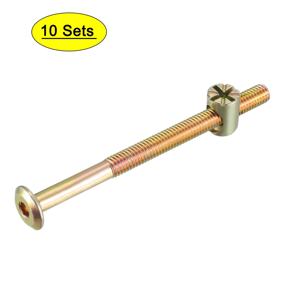 M6x80mm Furniture Bolt Nut Set Screw 58mm Thread Long w Barrel Nuts 10