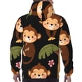 thumbnail image 7 of Balery Monkeys Swinging from Palms Pattern Mens Hoodie Kangaroo Pocket Hoodie Pullover Hooded Sweatshirt Ideal for Daily Wear Travel and Home-X-Large, 7 of 7