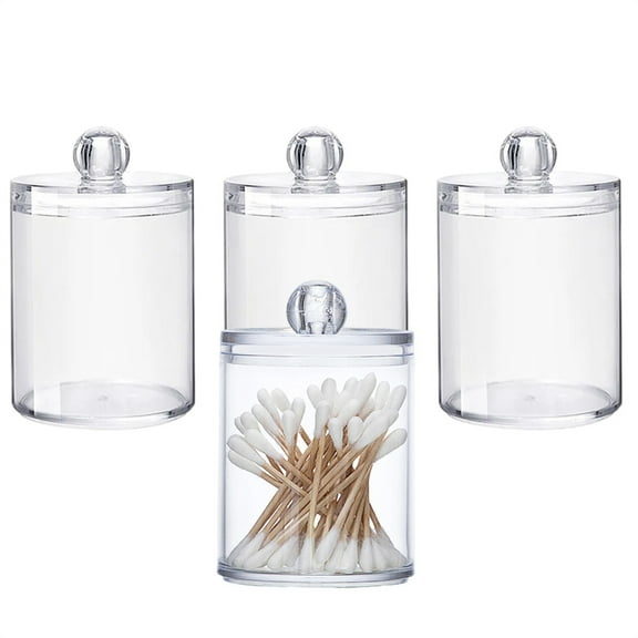 4PCS Plastic Cotton Swab Holder Dispenser, Cotton Round Pads Storage Organization