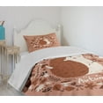 thumbnail image 4 of Ambesonne Hedgehog Quilted Bedspread Set 2 Pcs, Autumn Elements Pine, Twin Size, Coral Brown, 4 of 6