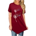 thumbnail image 2 of Summer New Cool Independence Day Impreso Mangas cortas sueltas Tallas grandes Ropa de mujer Pompotops hfajkhk133167, 2 of 5