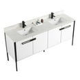 thumbnail image 3 of Fine Fixtures Oakville 72 in. W x 20 in. D x 33 in. H Bathroom Vanity in Matte White with White Ceramic Sink - Black hardware, 3 of 8