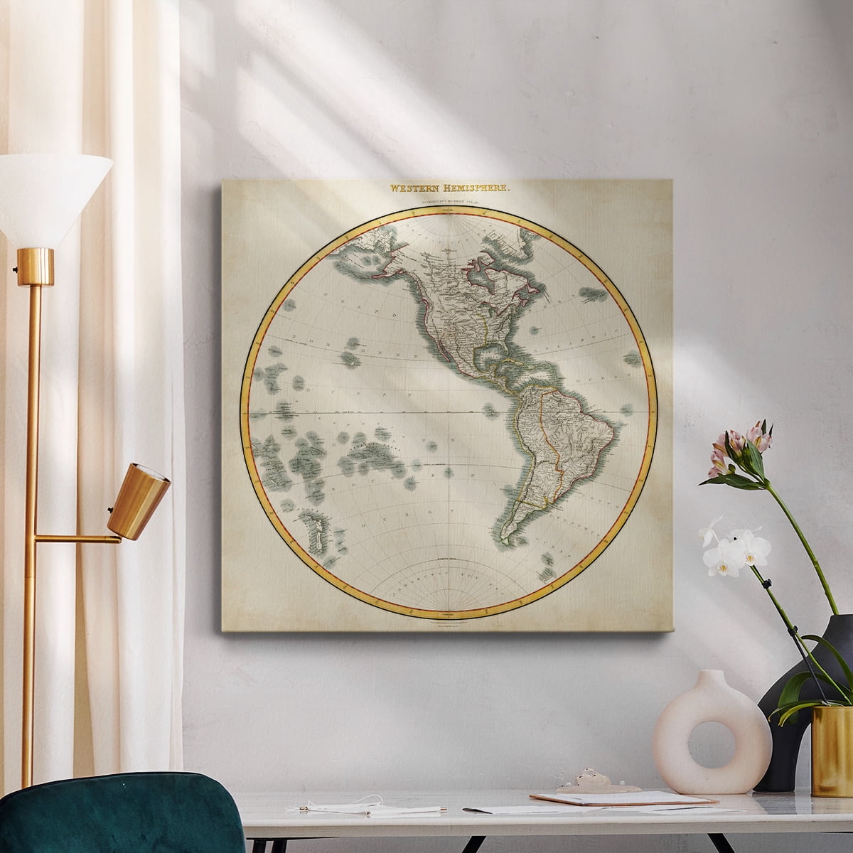 Wexford Home 1812 Western Hemisphere-Premium Gallery Wrapped Canvas, 24" x 24" - Ready to Hang