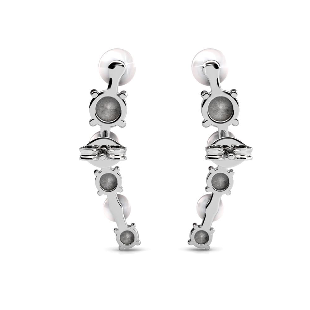 Cate & Chloe Juniper 18k White Gold Plated Wrap Earrings with Swarovski and White Beads for Women