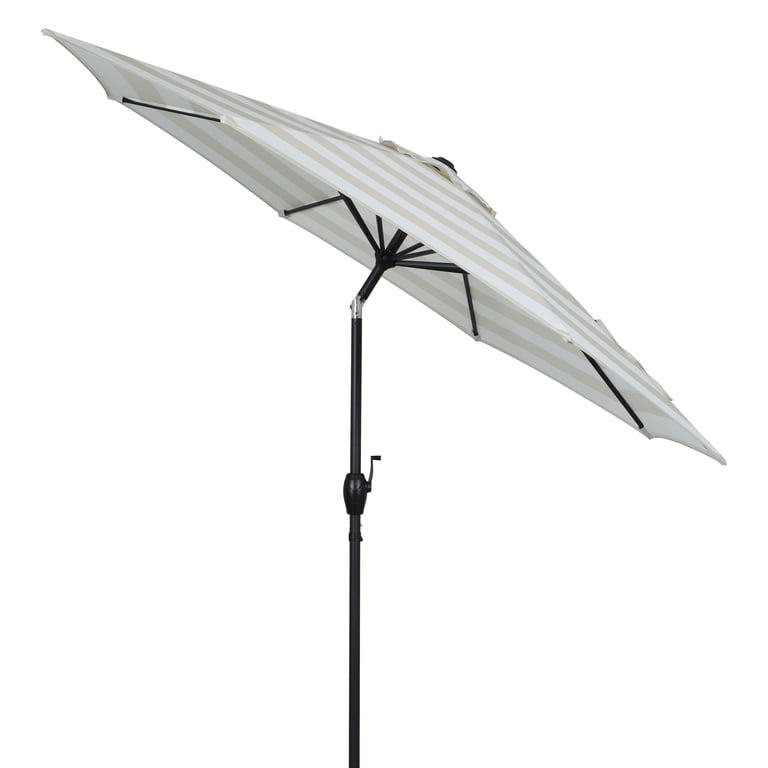 Mainstays 9ft Market Patio Umbrella, Tan Cabana Stripe photo 2