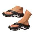 thumbnail image 4 of GPOECD Women's Summer Slide Sandals Comfortable Thick Sole Flip Flops Outdoor Beach Travel Toe Post Slippers Casual Wear With Jeans Black,10, 4 of 7