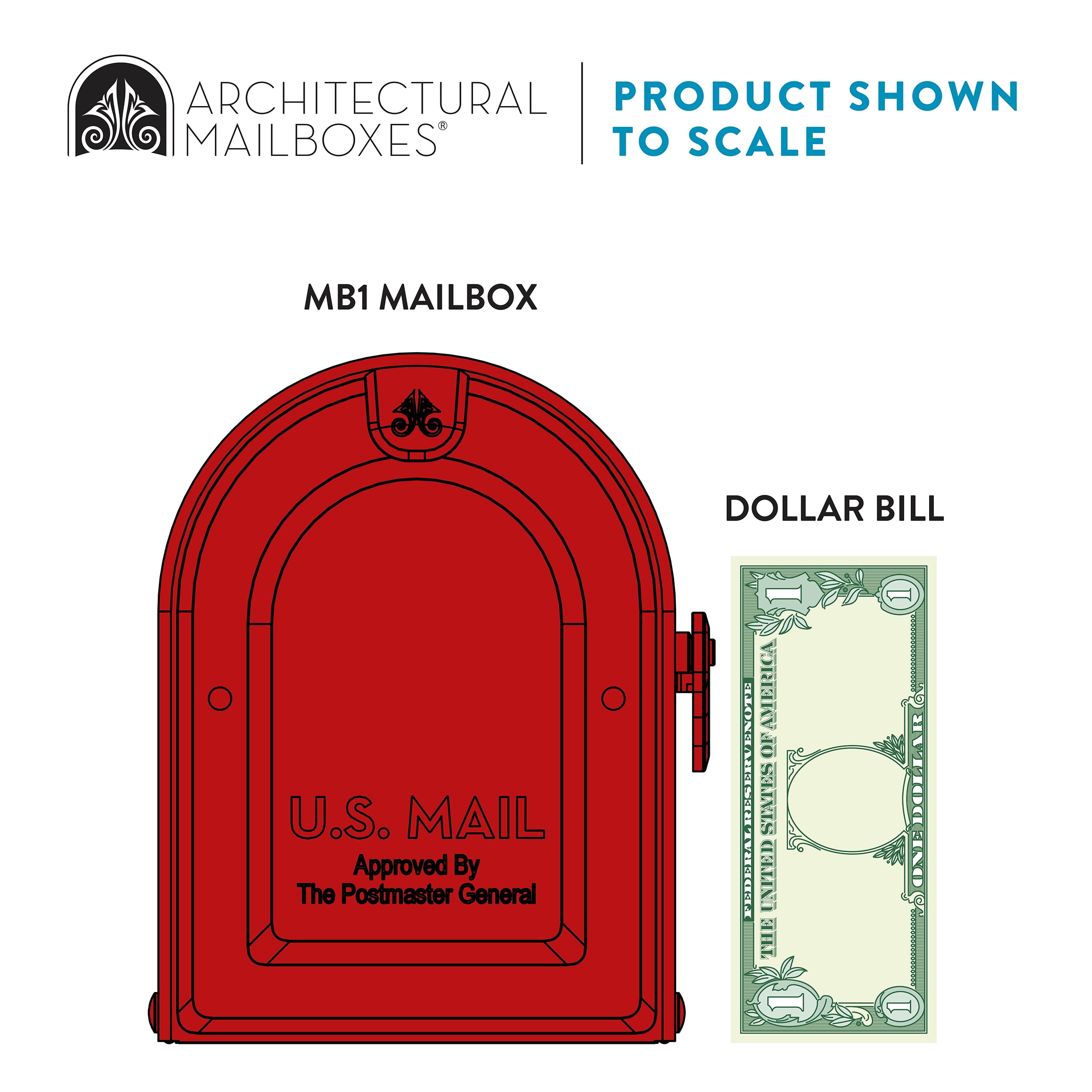 Architectural Mailboxes MB1™ Weather-Resistant Steel Metal Post Mounted Mail Box for outside, Red, Medium Curbside Mailbox with Magnetic Latch, USPS Approved for Residential Delivery
