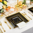 thumbnail image 5 of 350Pcs Rose Gold Plates and Napkins Party Supplies-Square White and Rose Gold Disposable Dinnerware include Plates Cups Cutlery Napkins for 50 Guests Wedding &Party&Mother's Day, 5 of 9