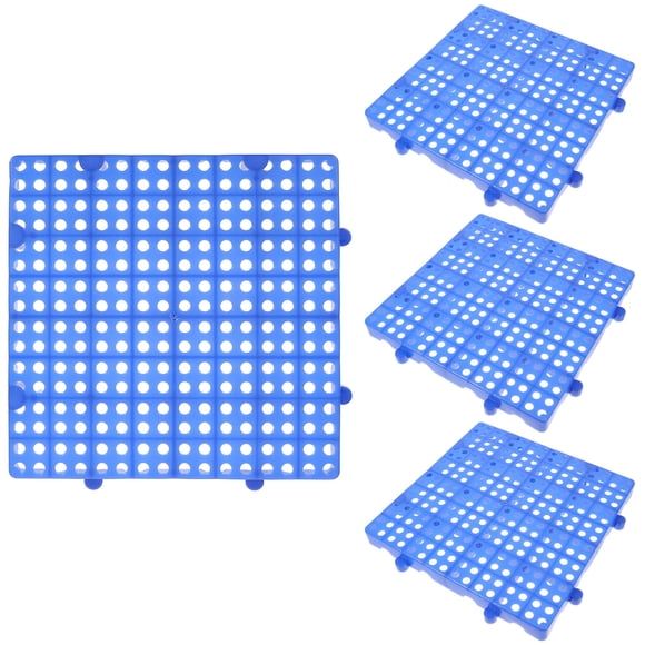OULII 4Pack Blue Plastic Interlocking Patio Tiles for Outdoor Garden Flooring 11.8x11.8x1.2in