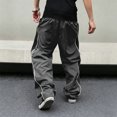 thumbnail image 4 of TOMVIGX Mens Baggy Wide Leg Pants Loose Fit Elastic Waist Drawstring Quick Dry Lounge Trousers with Pockets Streetwear Casual Track Pants, 4 of 4