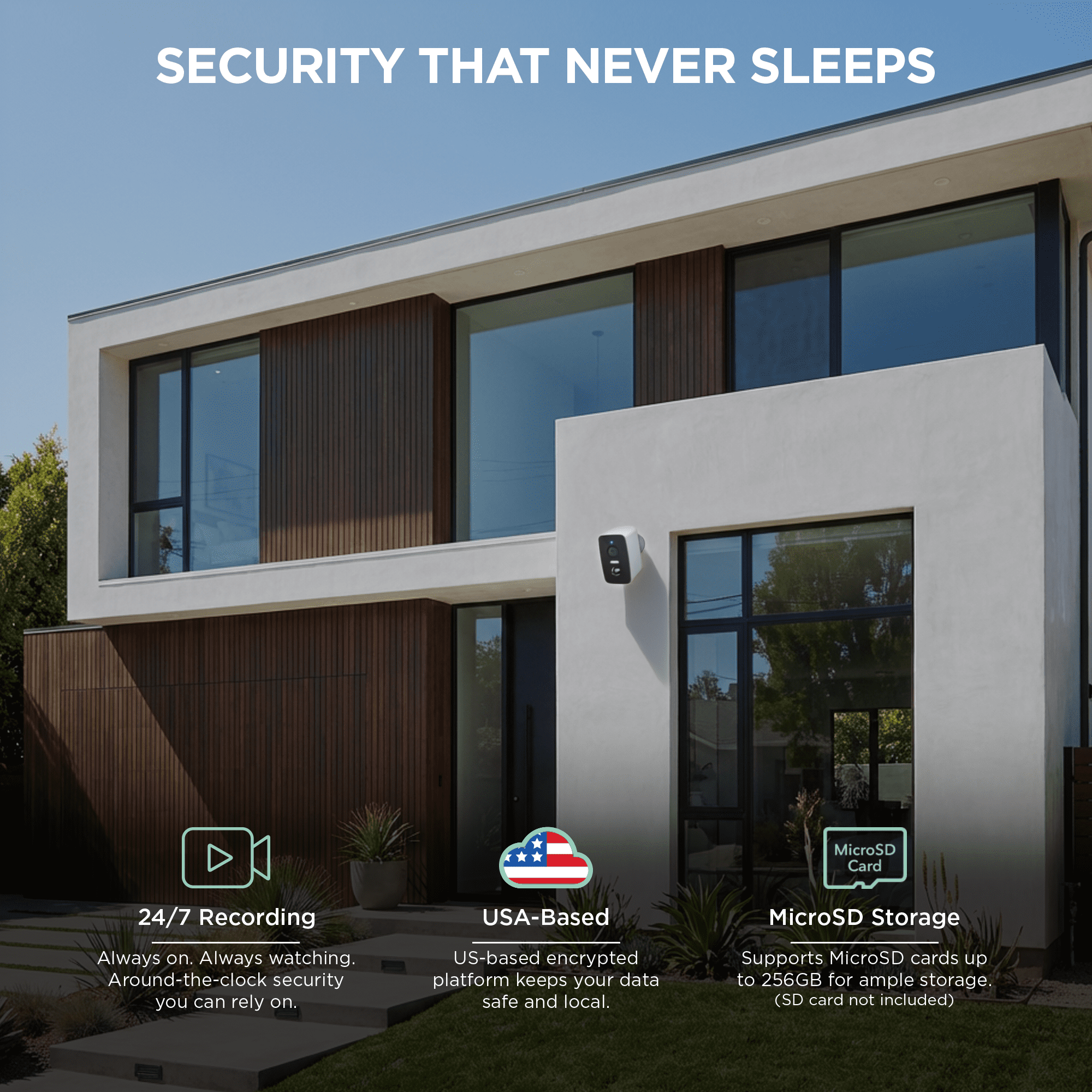 Merkury Smart 1080p HD Battery Security Camera with Spare Battery, 1 pack
