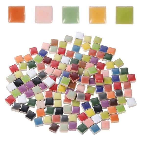 205 Pcs Carreaux de Mosaïque en Céramique Carrés, Carreaux de Mosaïque Teintés en Vrac pour Bricolage Artistique (200 g, Multicolore)
