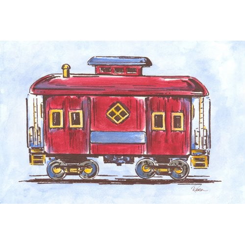 Marmont Hill "Red Train" by Reesa Qualia Painting Print on Wrapped Canvas