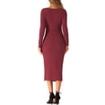 thumbnail image 3 of VESTIDO DE MUJER INSPIRE CHIC Cuello Redondo Manga Larga Fruncido Lateral Abertura Vestidos S Rojo Oscuro, 3 of 6