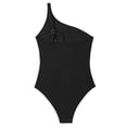 thumbnail image 4 of Ticikt Elegant One Shoulder Monokini Swimsuit With Sheer Mesh Insert Solid Color Bathing For,Color:Black,Size:M, 4 of 6