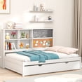thumbnail image 2 of Euroco Full Size Daybed, Captain Bed with Blackboard,Cork Board,USB Charging for Kids Teens Bedroom,White, 2 of 13