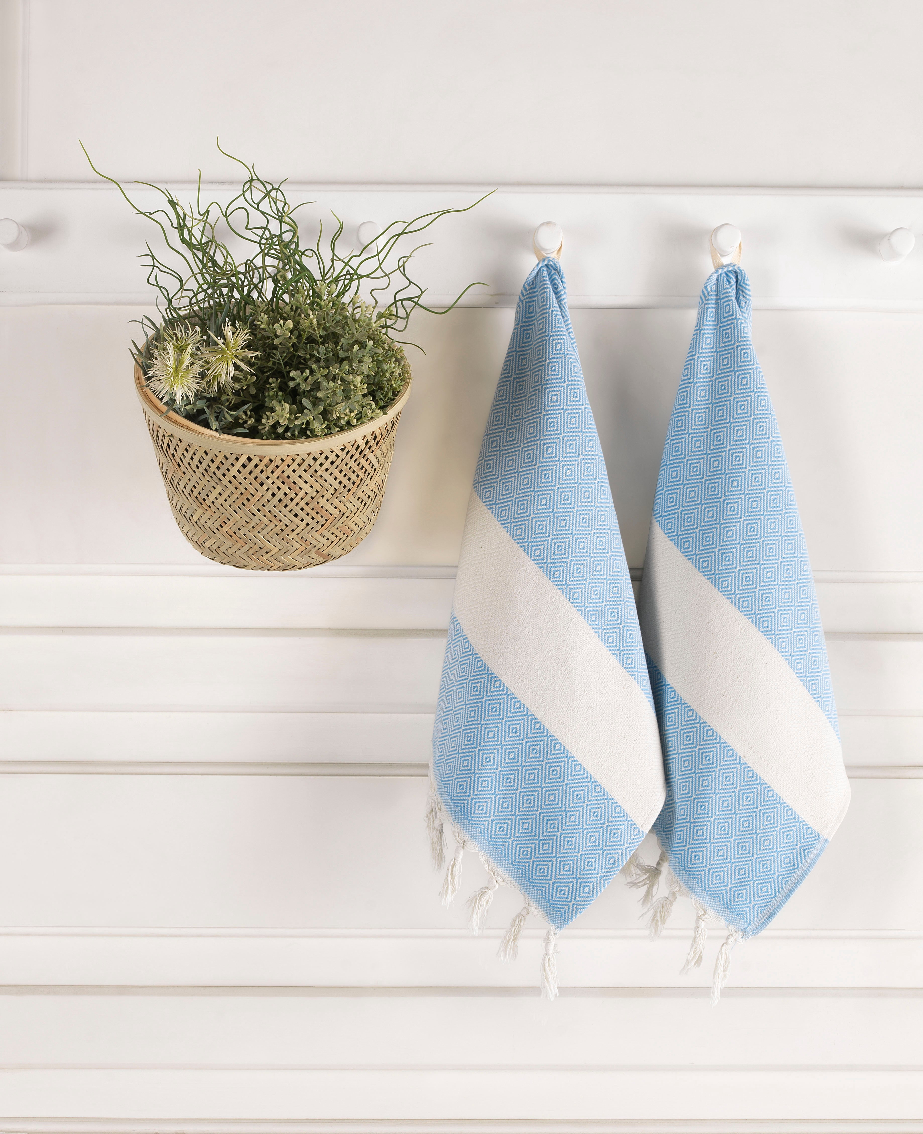 Turkish Cotton Hand Towels for Bathroom & Kitchen, Soft, Absorbent, Lilac, Set of 2, 19x39 inches