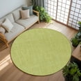 thumbnail image 3 of Fruit Green 6ft Round Rug, Farmhouse Burlap Solid Green Color Modern Linen Texture Non-Skid Rubber Backing Large Area Rugs - Living Room Bedroom Home Office, Indoor Floor Mat Carpets Washable Rug, 3 of 9