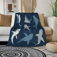 thumbnail image 3 of Blue Cartoon Shark Print Flannel Fleece Bed Blanket Throw Blanket Lightweight Cozy Plush Blanket for Bedroom Living Rooms Sofa Couch 50"x60", 3 of 6